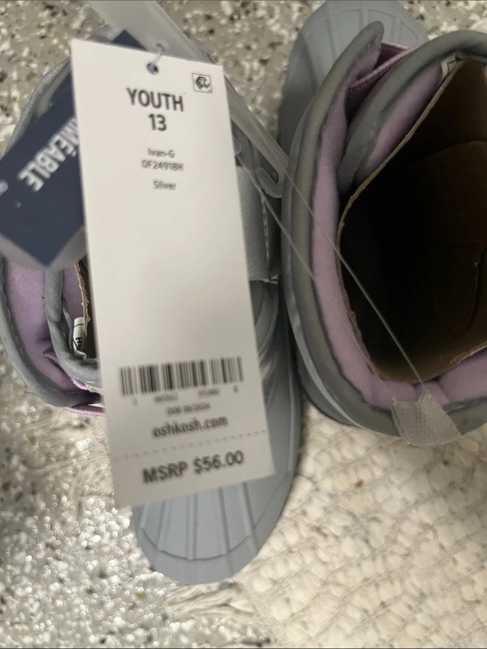 OshKosh B'gosh Gray Boots with Lavender Laces